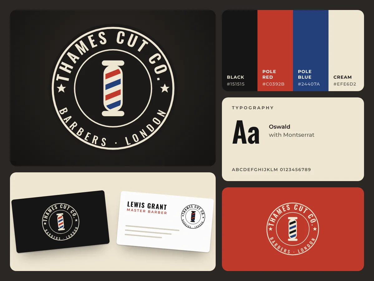 Thames Cut Co. brand identity concept board, by Buy Dream Web in London