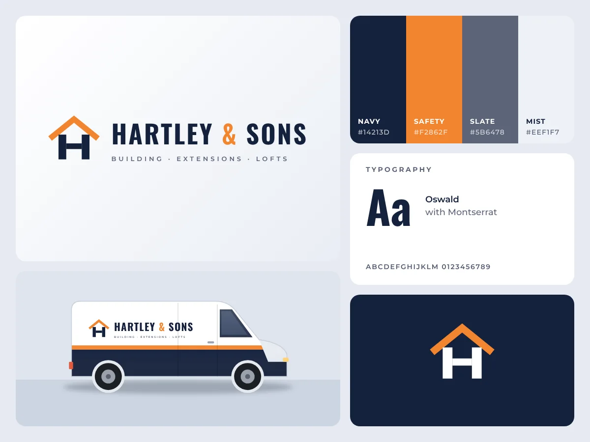 Hartley & Sons brand identity concept board, by Buy Dream Web in London