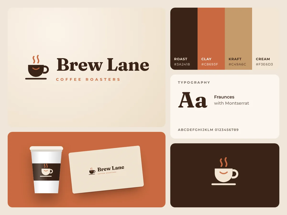 Brew Lane brand identity concept board, by Buy Dream Web in London