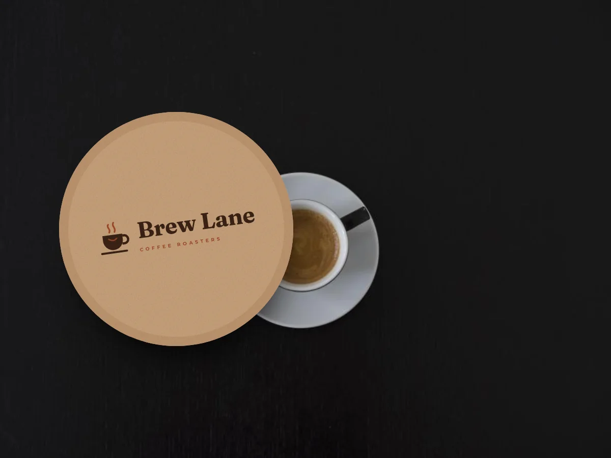 Brew Lane logo concept on a coaster, by Buy Dream Web in London