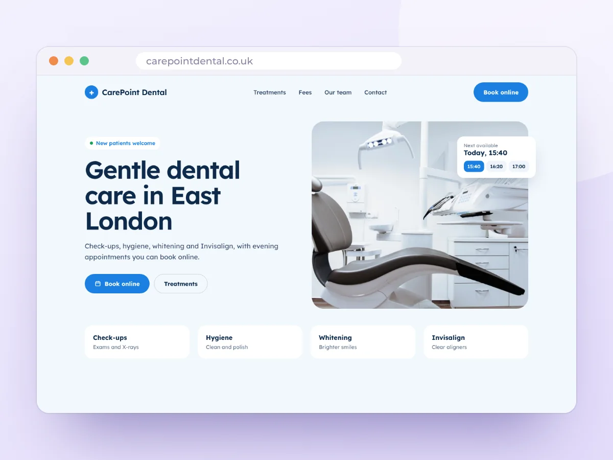 CarePoint dental clinic website concept, by Buy Dream Web in London