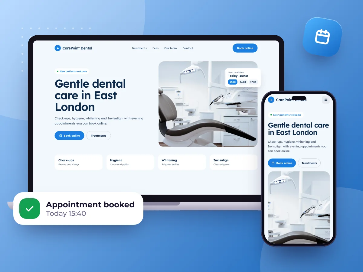 Dental clinic website design with online booking, by Buy Dream Web in London