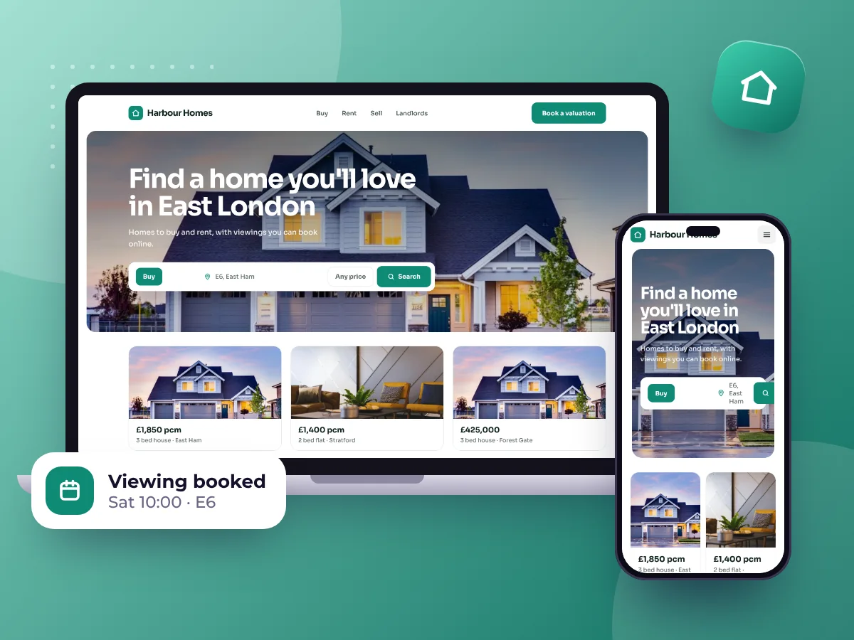 Estate agent website design with a property search, by Buy Dream Web in London