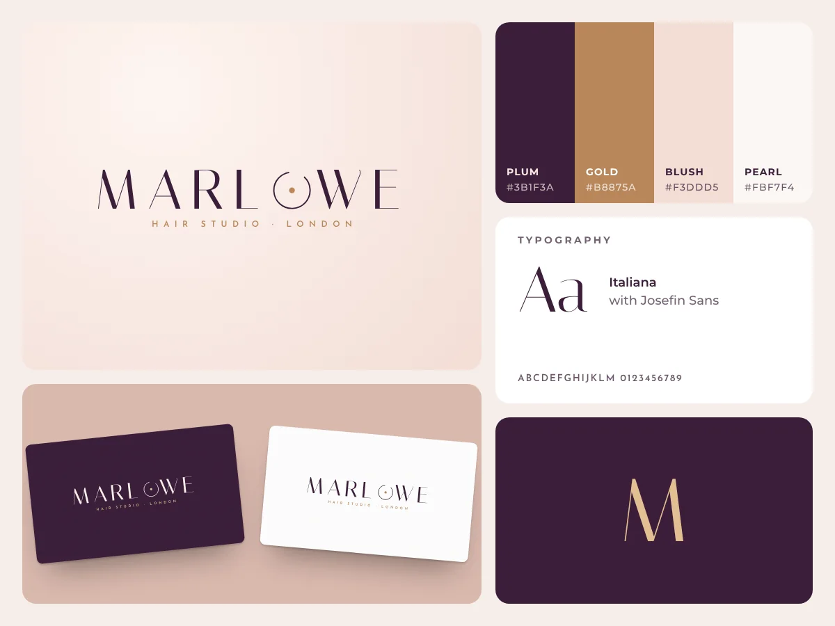 Marlowe brand identity concept board, by Buy Dream Web in London