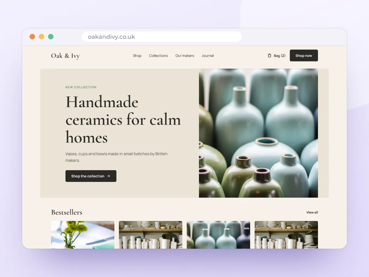 Oak & Ivy online shop website concept, by Buy Dream Web in London