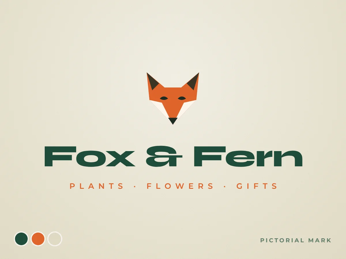Pictorial logo with a geometric fox head for a plant shop, by Buy Dream Web in London