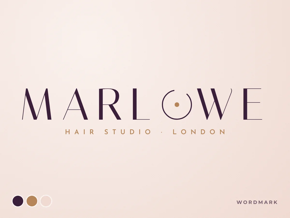 Wordmark logo design for a hair studio called Marlowe, by Buy Dream Web in London